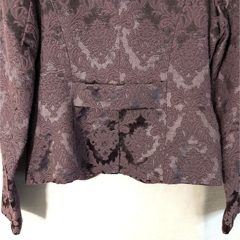 Apostrophe Women's Size 4 Brocade Satin Blazer Purple Whimsygoth Day to Evening - Picture 15 of 16